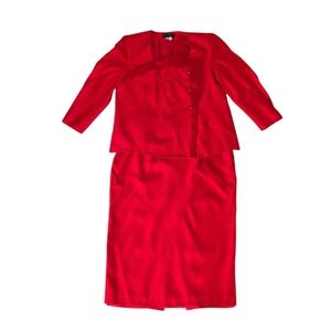 NWT Vintage Renlyn Red Blazer & Skirt Suit Plus Size